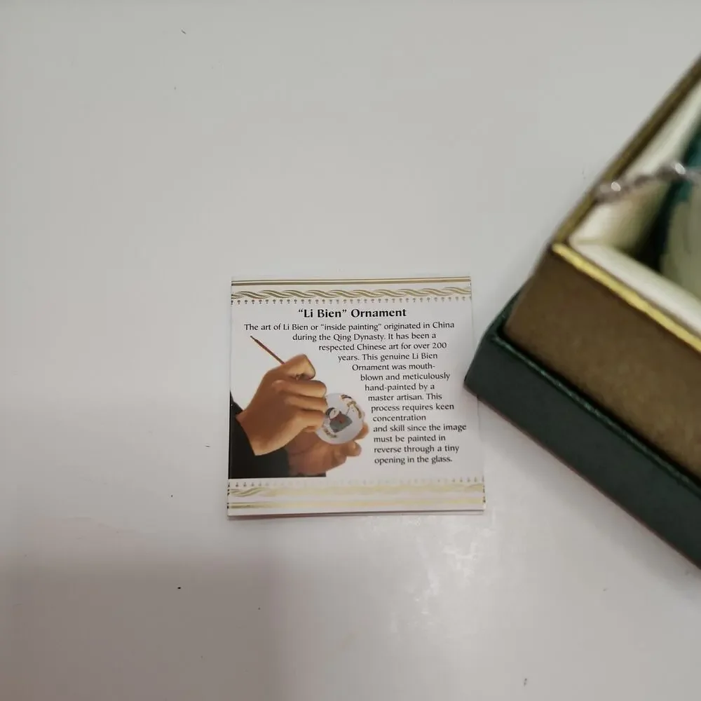Pier 1 Li Bien Christmas Ornament Ball 2014 Dove Reverse Inside Painted In Box